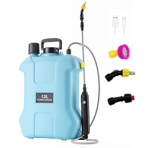 HASTHIP® 13L Electric Garden Sprayer, 20.8 inch Telescopic Sprayer with 3.3ft Flexible Hose and 3 Nozzles, 200mins Work Duration, Multipurpose Pressure Sprayer for Lawn, Plant, Pest Control & Watering