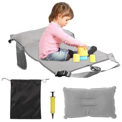 HASTHIP® 30.7x18.9'' Seat Footrest for Kids Travel Sleeping Bed with Inflatable Pillow Packable Seat Extender with Storage Pouch, Air Pump, Travel Essentials for Kids Flight Travel Accessories