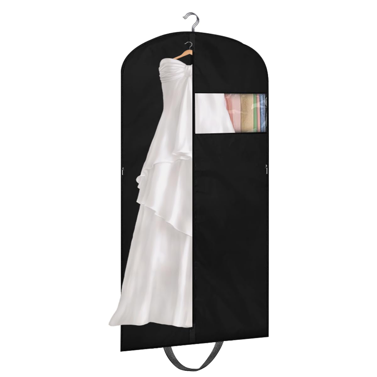 Wedding Dress Dustproof Cover 1.8m Long Protective Cover Portable Garment Bag Dustproof Cover for Dress, Wedding Dress, Evening Dress Wardrobe Hanging Dustproof Cover