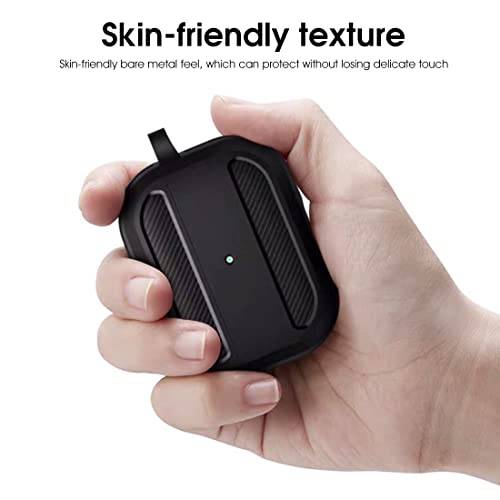 HASTHIP® Protective Case for AirPods 3 2021, Shockproof Full-Body TPU & PC Cover with Carabiner, Soft Silicone Skin Compatible with Apple AirPods 3rd Generation Charging Case, Keychain, Black
