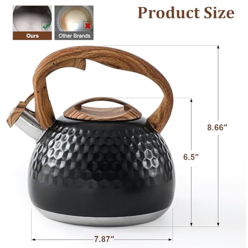HASTHIP® 3L Stainless Steel Whistling Tea Kettle, Universal Water Boiler for Stovetop, Outdoor Portable Coffee Pot for Camping, RV, Picnic, Cooktop Safe