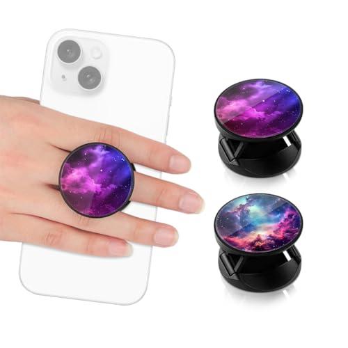 HASTHIP® Phone Grip for Phone Case 2 in 1 Folding Phone Grip Phone Stand Dreamy Purple Nebula Fashion Phone Grip, 1.57 inches Round Self Adhesive Phone Grip Phone Stand