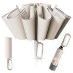 HASTHIP® 50'' Large Umbrella with Reflective Strip, Auto 3-Fold Compact Travel Umbrella, Carabiner Handle, Reinforced 10 Dual Ribs, Sun Protection 99% UV & Rain & Windproof for Men Women (Beige)
