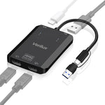 HASTHIP® HDMI Splitter 1 in 2 Out 1920x1080P 60Hz Dual HDMI Adapter,Type C to Converter,USB 3.0/USB C Powered Support Laptop Monitor Blu-Ray Player M1 M2 Switch Xbox PS4