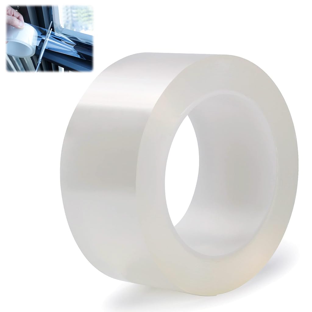 Transparent Gel Tape 2 Inches x 33ft Window Gap Sealing Tape Adhesive Gel Strips Removable Windproof Tape Waterpoof Window Weather Sealing Tape, Utility Caulk Tape for Bathroom, Kitchen