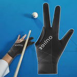 HASTHIP® 1Pc Snooker Glove, Billiard Gloves Left Hand Full Finger 3-Finger, Anti-Slip Patch Design, Breathable Fabric, Unisex, Smooth Striking Performance, Black