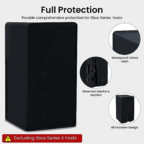HASTHIP® Dust Cover For Xbox Series X Console, Black Durable Waterproof 1680D Oxford Cloth Dust Proof Cover With USB Port Access, Anti-Scratch & Washable Protective Sleeve For Gamers