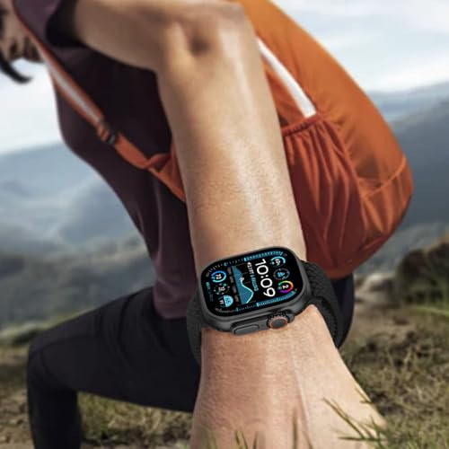 HASTHIP® Nylon Braided Band for Apple Watch Ultra/Ultra 2 49mm 46mm 45mm 44mm 42mm Women/Men, Adjustable Parachute Buckle Solo Loop Elastic Stretchy Straps for iWatch Series 10 9 8 7 6 5 4 3 SE Ultra