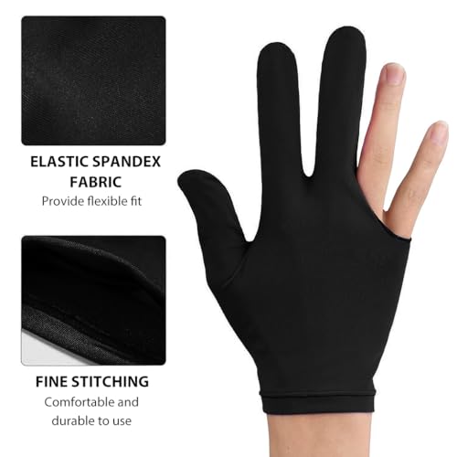 HASTHIP® 5Pcs Snooker Gloves for Men & Women, Breathable Spandex 3 Finger Billiard Gloves for Left Hand/Right Hand, Universal Size, Durable & Comfortable for Precision Cue Grip, Ideal for Matches