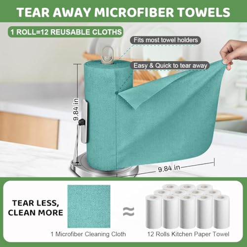 HASTHIP® Towels 50 Sheets, Microfiber Cleaning Cloth Blue Shop Rags Washable