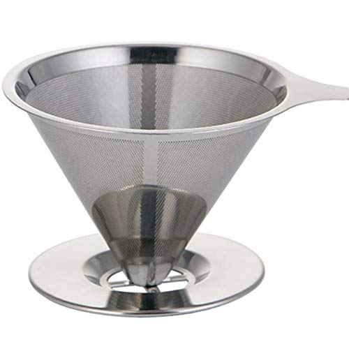 HASTHIP Pour Over Coffee Dripper for Hand Brewing with Dual Filter Mesh | 1-6 Cup Stainless Steel Reusable Set