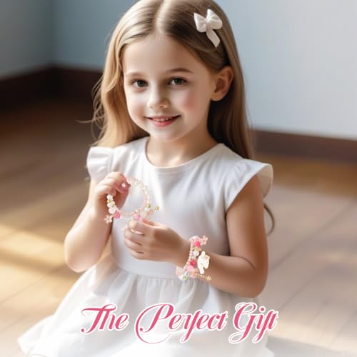 HASTHIP® Pearl Crystal Bracelet for Girls Kids, Cute Cinnamoroll Crystal Bead Bracelet for Kids Girls, 2-Layer Cartoon Elastic Kids Girls Bracelet Children's Day Christmas Gifts