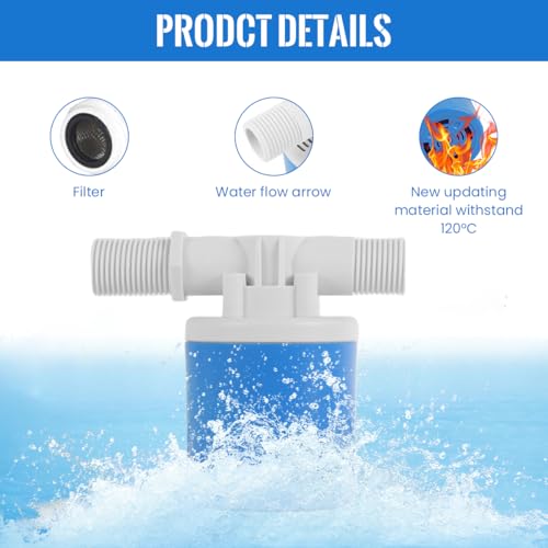 HASTHIP® 1/2 Inch Automatic Water Level Control Float Valve Side Inner Used for Tanks Solar Systems Aquariums Auto Pots Toilets 2 PCS