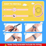 HASTHIP® AirTag Bracelet for Kids 2 Pack,Adjustable Silicone Watch Band Wristband with Secure Studs,Anti-Drop Strap Compatible with Apple AirTag for Children Teens and Adults No