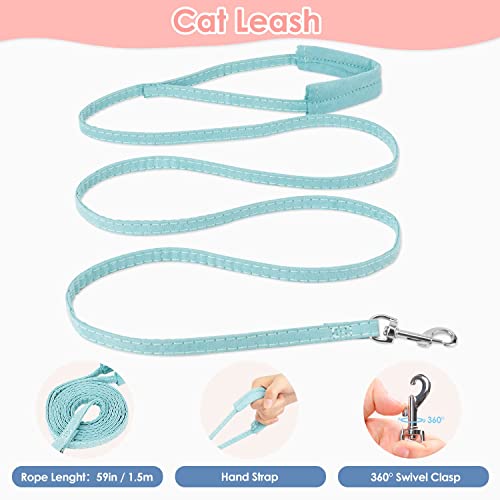 HASTHIP® Cat Harness with Leash (1.5m) | Escape-Proof Cat Belt with Safety Buckle & Double Rings Buckle Adjustable Reflective Breathable Cat Vest Strap for Small Cats (Recommended weight 3kg)