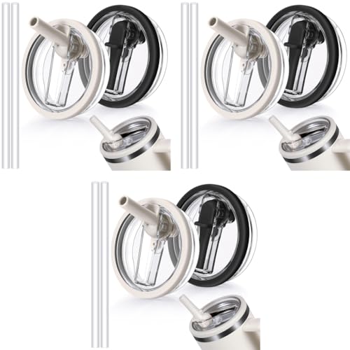 HASTHIP® 6PCS Leak Proof Lid Replacement Only Fit for Stanley Cup 40 OZ No Spill Tumbler Lids Reusable Spill Proof Flip Top Stopper Accessories White Black