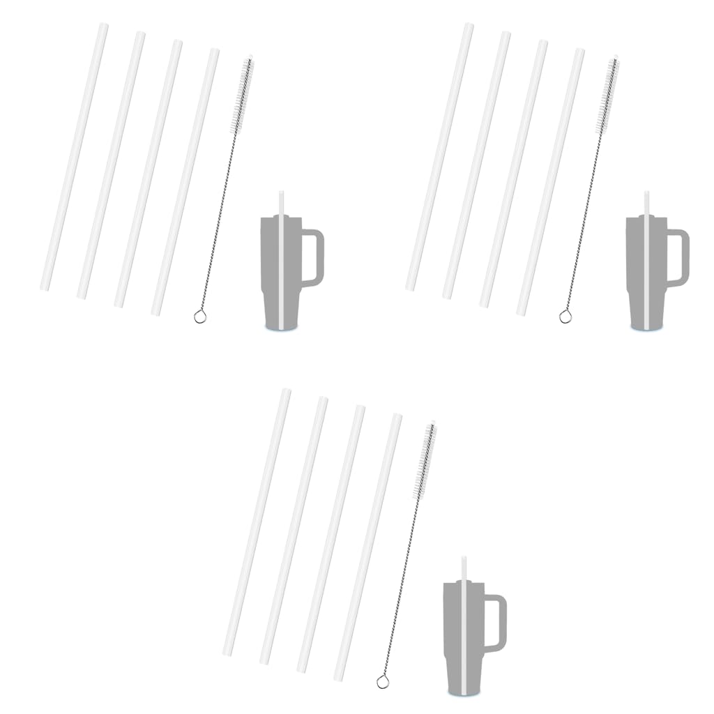 HASTHIP Reusable Food PE Straw Set for 40 oz Tumbler with Cleaning Brush | Frosted White 4 Pack