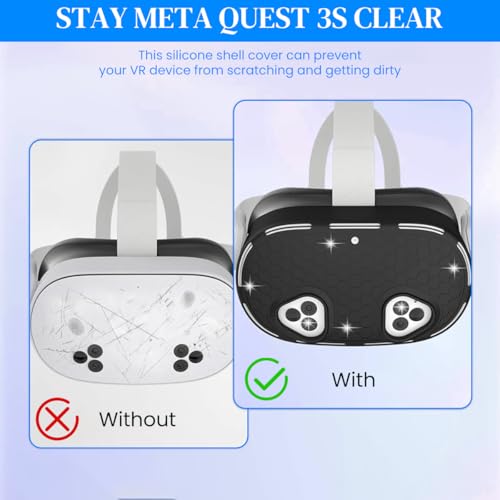 HASTHIP® Skin Cover for Meta Quest 3S VR Headset Anti-Scratch Silicone Cover Anti-Slip Honeycomb Pattern Design Snug Fit Protective VR Headset Accessories, Only Cover