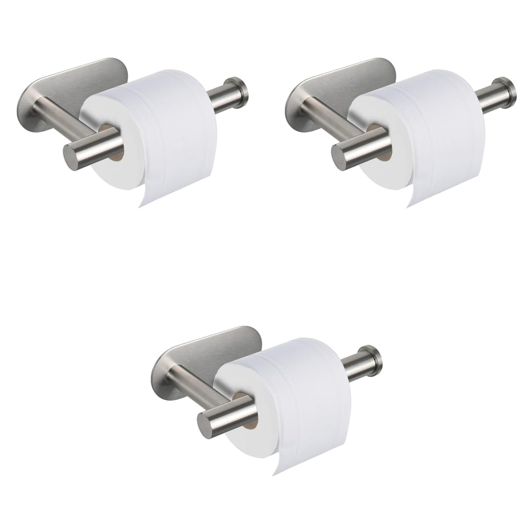 HASTHIP Toilet Paper Holder for Bathroom and Kitchen with Self Adhesive 16 x 4.5 x 8.2 cm 304 Stainless Steel | Rustproof Chrome Finish 3 pcs