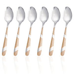 HASTHIP® 6Pcs Stainless Steel Modern Minimalism Spoons Embossed Handle Design Kitchen Flatware Gift Set