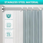 HASTHIP® Retractable Shower Curtain Rod 85-140cm, Heavy-Duty 22mm Stainless Steel, Adjustable Tension No Drill, Rustproof Window Wardrobe Room Divider Rod, Multi-Purpose Telescopic Hanging Bar