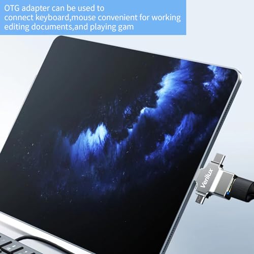 HASTHIP® 4 in 1 OTG Adapter,USB Camera Connector with Lightning,USB-C Micro USB and 3.0 Ports Compatible with iOS 13 & Above Android Devices iPhone iPad Flash Drive Keyboard Mouse