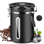 HASTHIP® Coffee Bean Canister 63oz/1.8L, Airtight Stainless Steel Food Storage Container with Lid, Date Tracker & Clear Window, Kitchen Organizer Jar for Coffee, Tea, Sugar, Flour, Pantry Organization