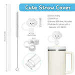 HASTHIP® 12PCS Straws for Stanley Cup with 2 Silicone Smile Cloud Straw Caps and 1 Cleaning Brush 12.2 Inches Reusable PE Replacements for 40oz Tumbler