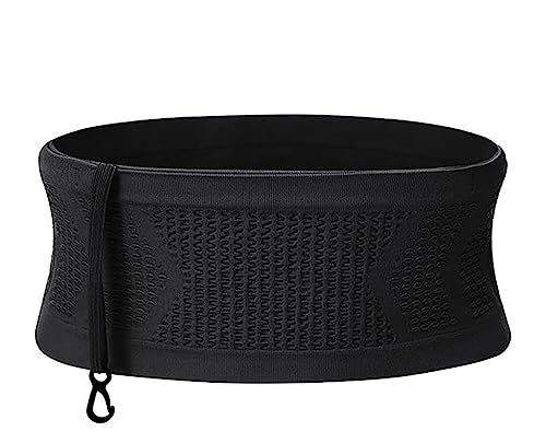 HASTHIP® Slim Running Belt Bag with Hook Elastic Open Waist Bag for Keep Phone, Keys, Earbuds, Waist Bag with Large Capacity Running Waist Pack for Workouts, Exercise, Cycling, Travel