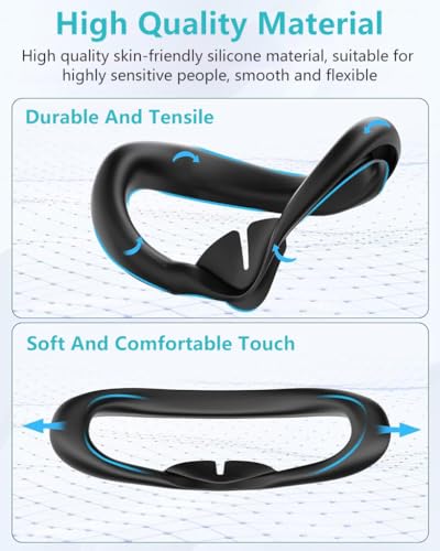 HASTHIP® Silicone Face Pad Cover for Meta Quest 3S, Anti-Light Leak VR Facial Interface Cushion, Soft Washable Face Mask for Oculus/Meta Quest 3 Accessories