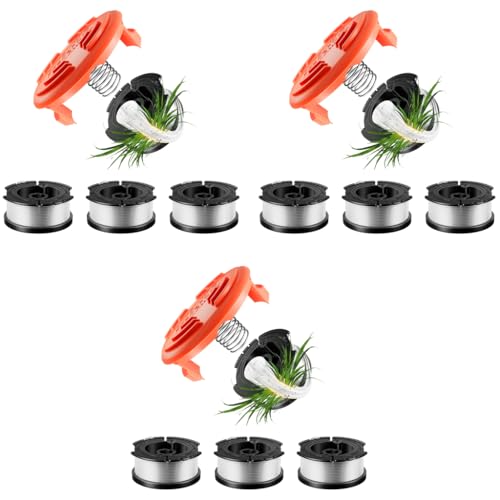 HASTHIP® 12PCS Grass String Trimmer Wire Weed Eater for Replacement 30Ft Nylon Line Spool Cutter Accessories with Spring Cap