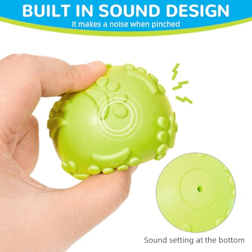 HASTHIP® Dog Ball Toys, 2.5 Inch Interactive Squeaky Fetch Game Balls with 3 Colors & Cute Paws Design, TPR Chew-Resistant Pet Safe Toys for Small Dogs Cats Throw and Catch (3 Pack)