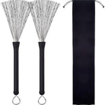 HASTHIP® 1 Pair Drum Brushes Retractable Wire Brushes Drums Drum Sticks Brush