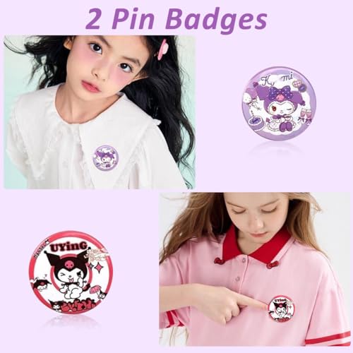 HASTHIP® 146PCS Kawaii Kuromi School Supplies Set Stationeries with Notebook Pencil Pouch Click Pens Card Holder Book Markers 50Pcs Stickers Note Girls Gift