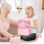 HASTHIP® Girls Backpack, Pink Ballet Dress School Bag, Waterproof Nylon Bookbag for Kids, Cute Dance Class Backpack with Zipper, Large Capacity Travel Bag, Birthday Christmas Gift for Girls Students