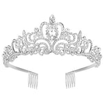 HASTHIP® Silver Crystal Tiara Crown Headband for Women Girls, Elegant Rhinestone Princess Crown with Combs, Bridal Wedding Birthday Party Prom Queen Accessories