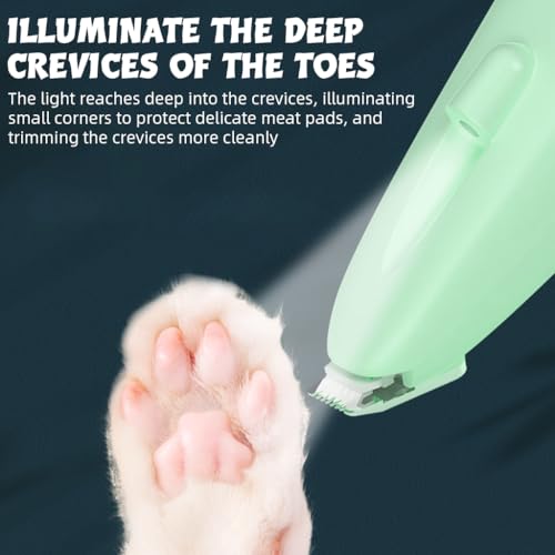 HASTHIP® Dog Paws Hair Trimmer, Low Noise Cat Foot Hair Trimmer with Cleaning Brush & Lubricating Oil, Pet Grooming Tool with LED & UV Light for Hair Around Paws, Buttocks, Wounds - USB Charging