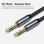 HASTHIP® 6.35mm to 6.35mm Stereo Audio Cable 1/4 Inch Male to Male TRS Cord 6.6FT Gold-Plated Connector Nylon Braided for Electric Guitar Bass Keyboard Mixer Amp