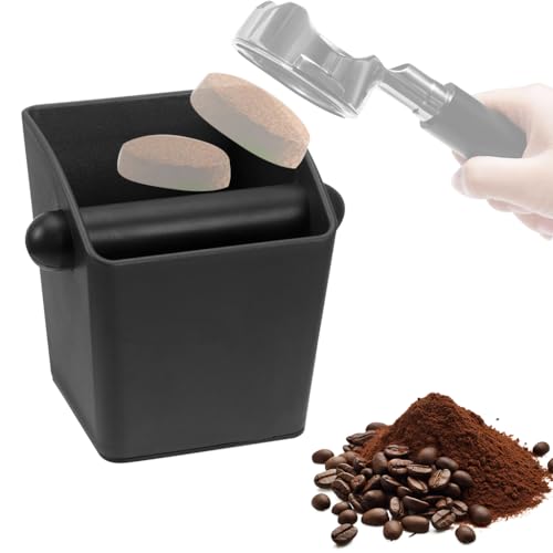 HASTHIP® Ground Coffee Knock Box,Reusable Espresso Coffee Grounds Bin with Cross Bar,Durable Plastic Grounds Container Barista Accessories for Machine Espresso Supplies for Home and Bar