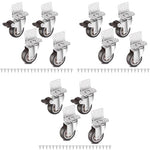 HASTHIP® 12PCS 1 Inch L-Shaped Caster Wheels with Brakes 360 Degree Swivel for Furniture Soft Rubber Plate Castors Mini Load Capacity 200 Lbs