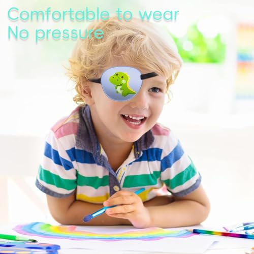 HASTHIP® 2Pcs Pirate Eye Patch for Kids Fun Cartoon Adjustable Soft Single Eye Patches for Lazy Eye Reusable 3D Contoured Eyes Pads No Pressure
