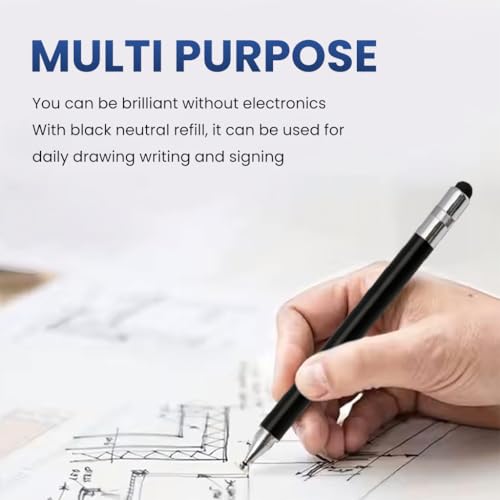 HASTHIP® 4-in-1 High Precision Universal Capacitive Stylus Pen for Touch Screens | Lightweight Aluminum Body | 4 Tips | 2 Size Rubber Tips, Disc Tip, Fine Point | Compatible for iOS, Android & Windows