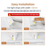 HASTHIP® 3 Pack 3.3ft Aluminum LED Channel with Diffused Cover, Heat-Dissipating Wall Mount Raceway for Under Cabinet Lighting, Compatible with LED Strips, Easy Install System