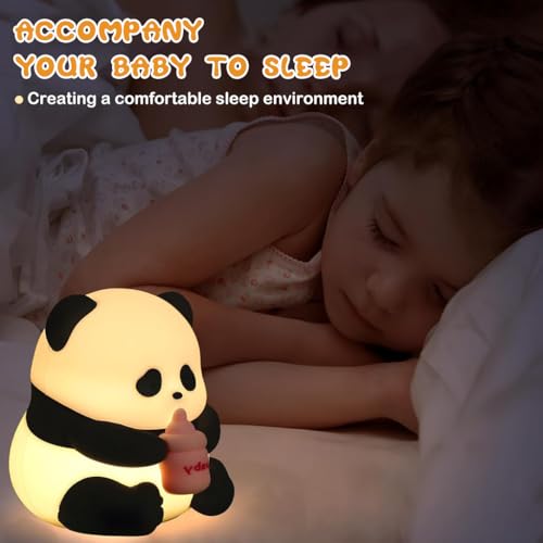 HASTHIP® Night Light For Kids, Cute Panda Night Light, Food Grade Silicone 3 Level Dimmable Breastfeeding Nursery Nightlight for Room Decor, With Timing Switch, Cute Gifts Stuff for Boys Girls