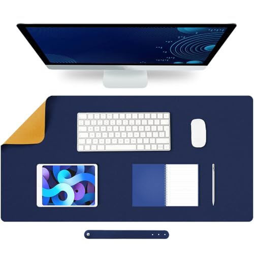 HASTHIP® Desk mat Desk Top Mouse Mat 100x50cm,Extra Large PU Leather Gaming Mouse Pad,Waterproof Non-Slip Double-Sided Protector for Keyboard Laptop Office & Home Writing Surface Easy to