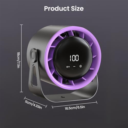HASTHIP® 6'' Rechargeable Table Fan with Night Light, Stepless Airflow Adjustable Cooling Fan, 360°Manual Flip Desk Fan for Home, Office, Camping, 4000Mah