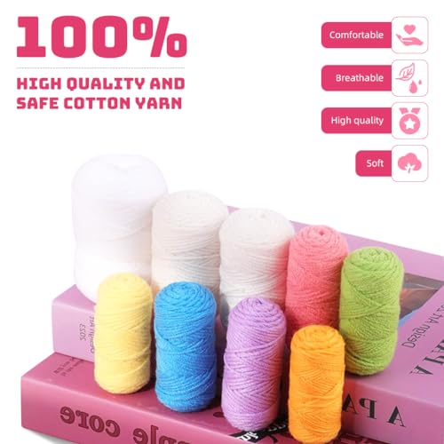 HASTHIP® NAWOKEENY Crochet Kit for Beginners,6 Colors DIY Crochet Floral Coasters Kit,Complete Starter with Yarn Hooks Accessories & Case Handmade Coaster Gift for Adults & Kids