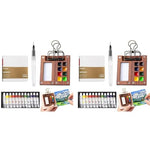 HASTHIP® Pocket Watercolor Acrylic Paint Set 12-Color 5ML Tubes Mini 8-Grid Palette Brush Pen Portable Travel Sketching Kit with Drawing Book X2