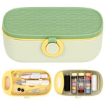 HASTHIP® Portable Sewing Kit Box, Complete Needle and Thread Set for Home, Travel and DIY, Includes 16 Multi-Color Threads, Scissors, Thimble, Threader, Tape Measure, Buttons, Clips