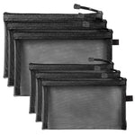 HASTHIP® 6 Pack Mesh Makeup Bags, Nylon Zipper Pouches for Cosmetics, Travel Organizer for Home, Office, Purse, Diaper Bag - Black